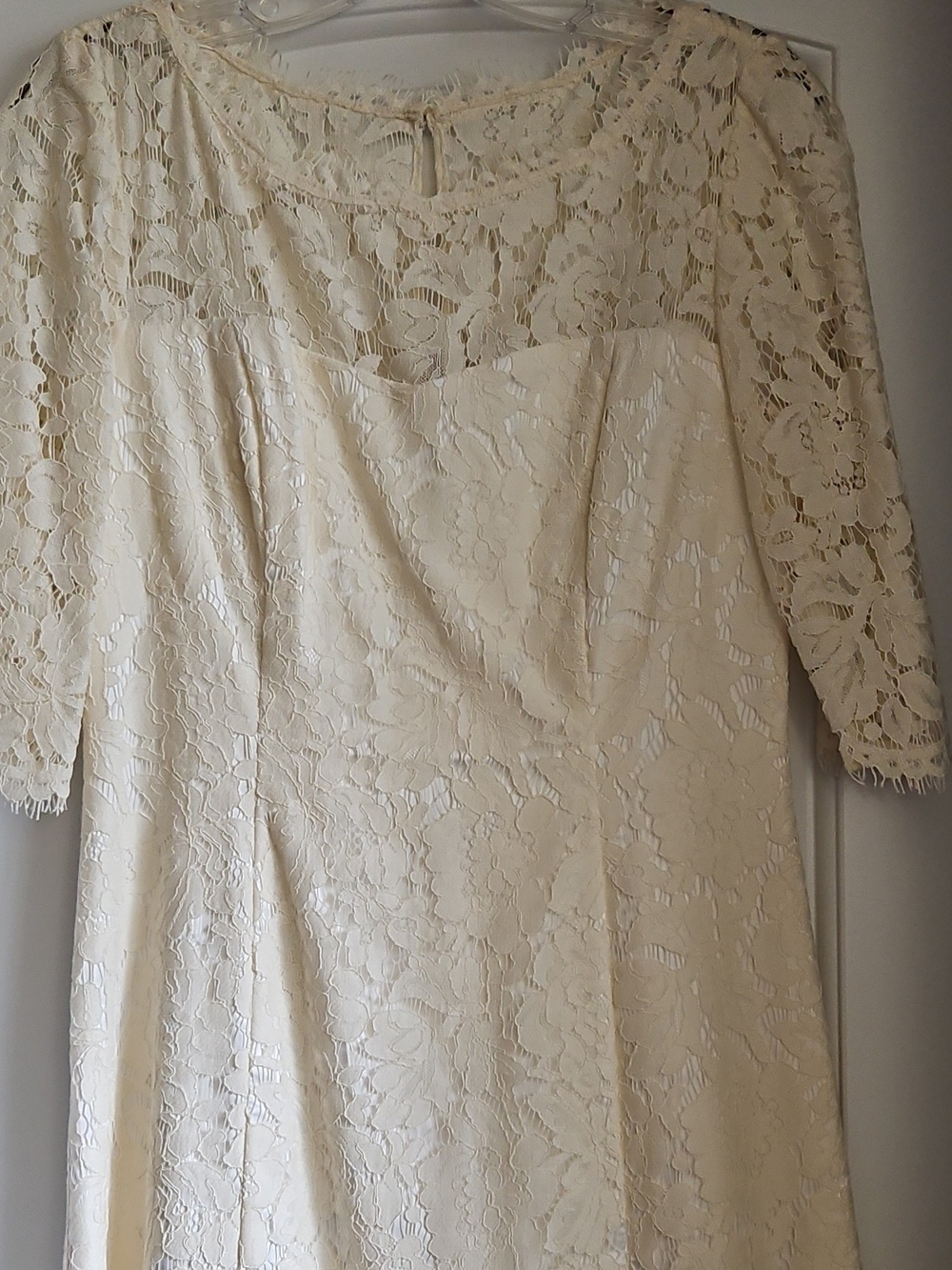 Eliza J Ivory Lace A-Line Wedding Dress